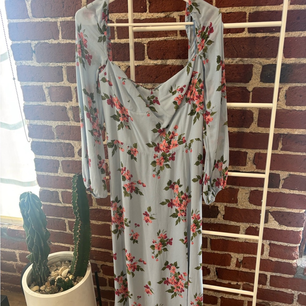 Reformation Shelby Floral Midi Dress in Giulia (Blue) 10 - Picture 6 of 9
